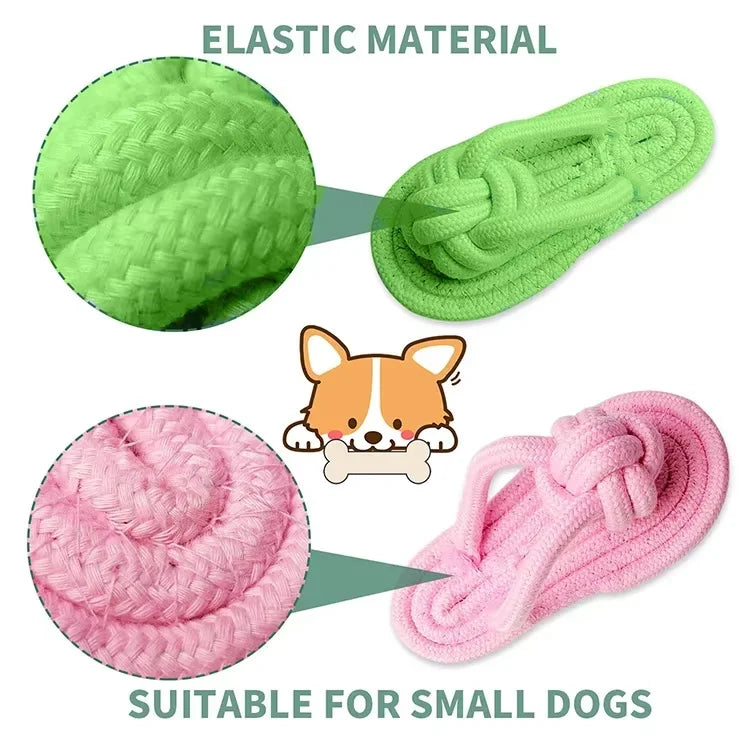 Dog Chew Funny flip flops Decoy Toy Shoes Natural Cotton Rope Slipper Interactive Pet Chewing Puppy Dog Walking Teeth Cleaning