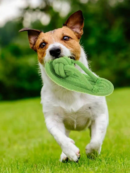 Dog Chew Funny flip flops Decoy Toy Shoes Natural Cotton Rope Slipper Interactive Pet Chewing Puppy Dog Walking Teeth Cleaning