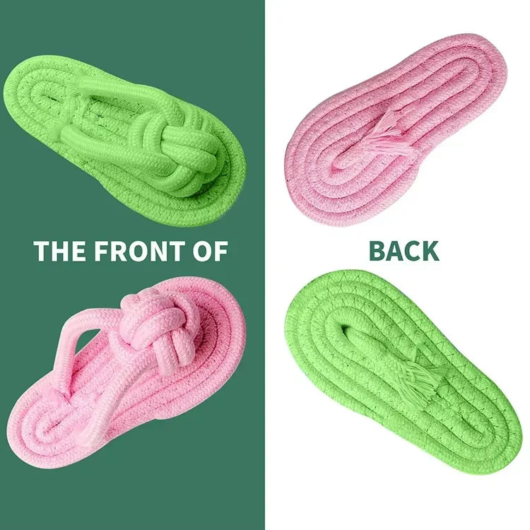 Dog Chew Funny flip flops Decoy Toy Shoes Natural Cotton Rope Slipper Interactive Pet Chewing Puppy Dog Walking Teeth Cleaning