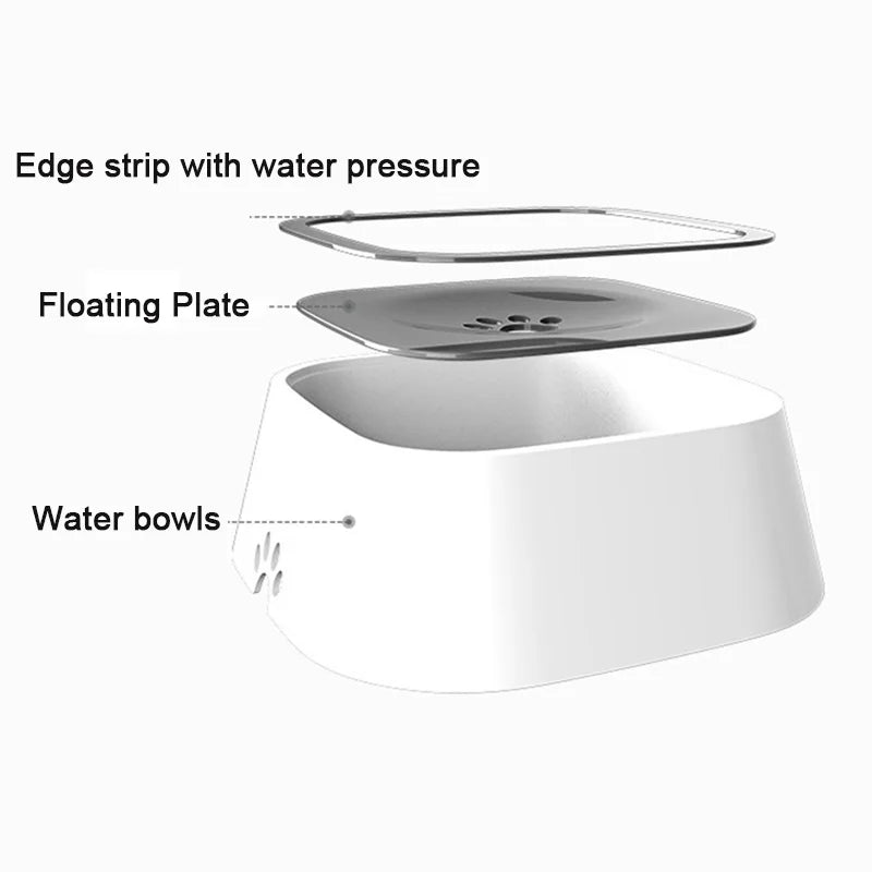 Floating Dog Drinking Water Bowl Non-Wetting Mouth Without Spill