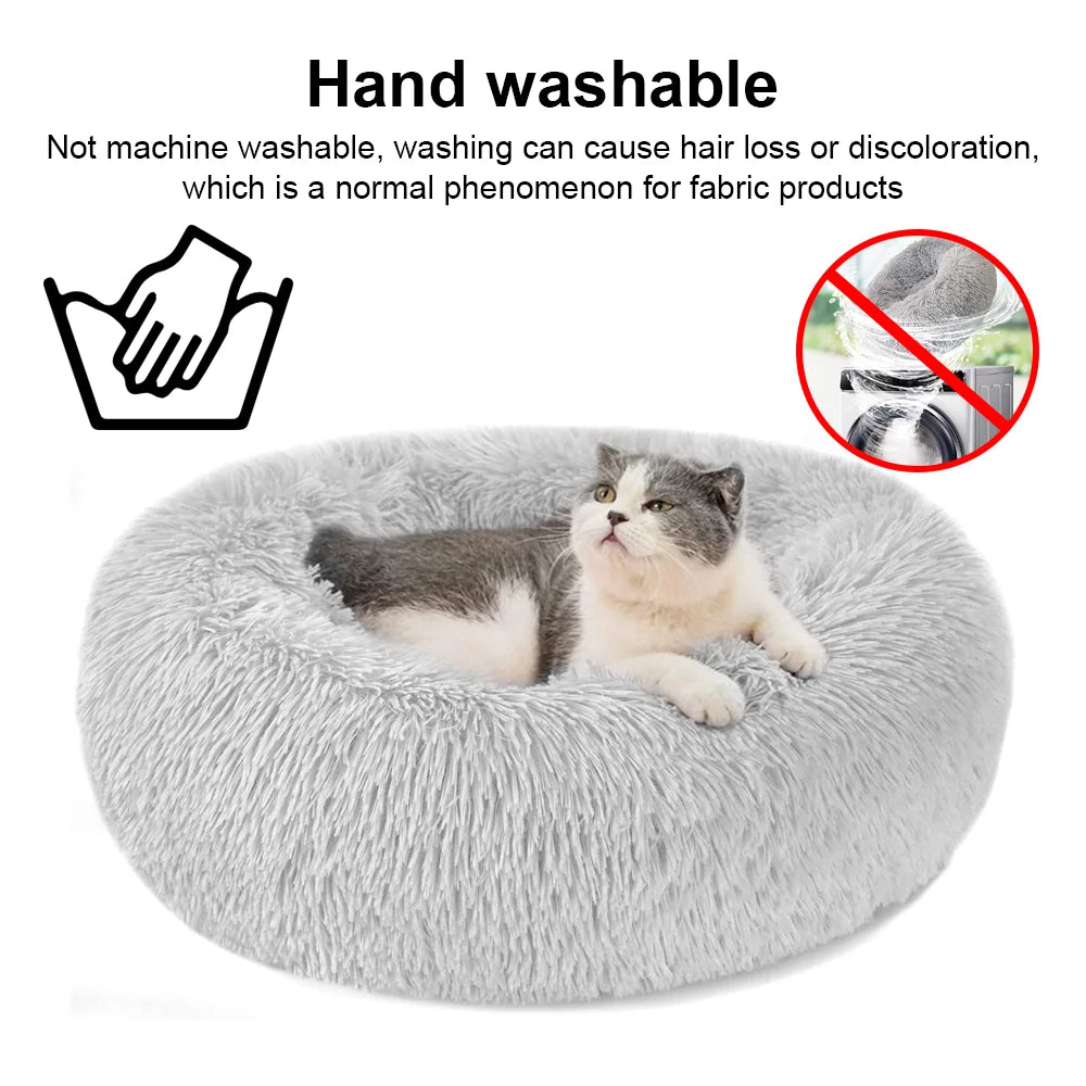 [UK Stock] S-XL Pet Cushion Pet Bed Plush Pet Nest Winter Cat Dog Nest Warm Detachable Washable Round Cat Bed Dog House