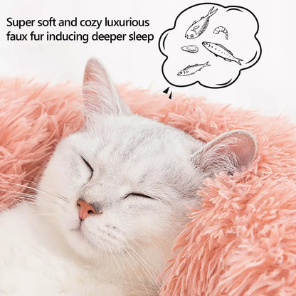 [UK Stock] S-XL Pet Cushion Pet Bed Plush Pet Nest Winter Cat Dog Nest Warm Detachable Washable Round Cat Bed Dog House