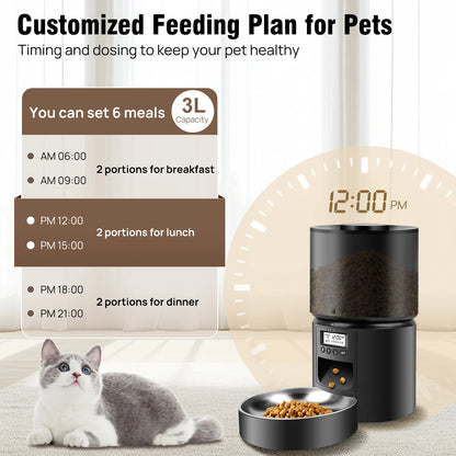 Automatic Cat/Dog Feeder -3l Cat/Dog Feeder with 1-6 Meals, timer, dispenser 3L