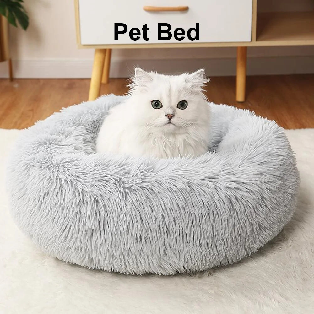 [UK Stock] S-XL Pet Cushion Pet Bed Plush Pet Nest Winter Cat Dog Nest Warm Detachable Washable Round Cat Bed Dog House