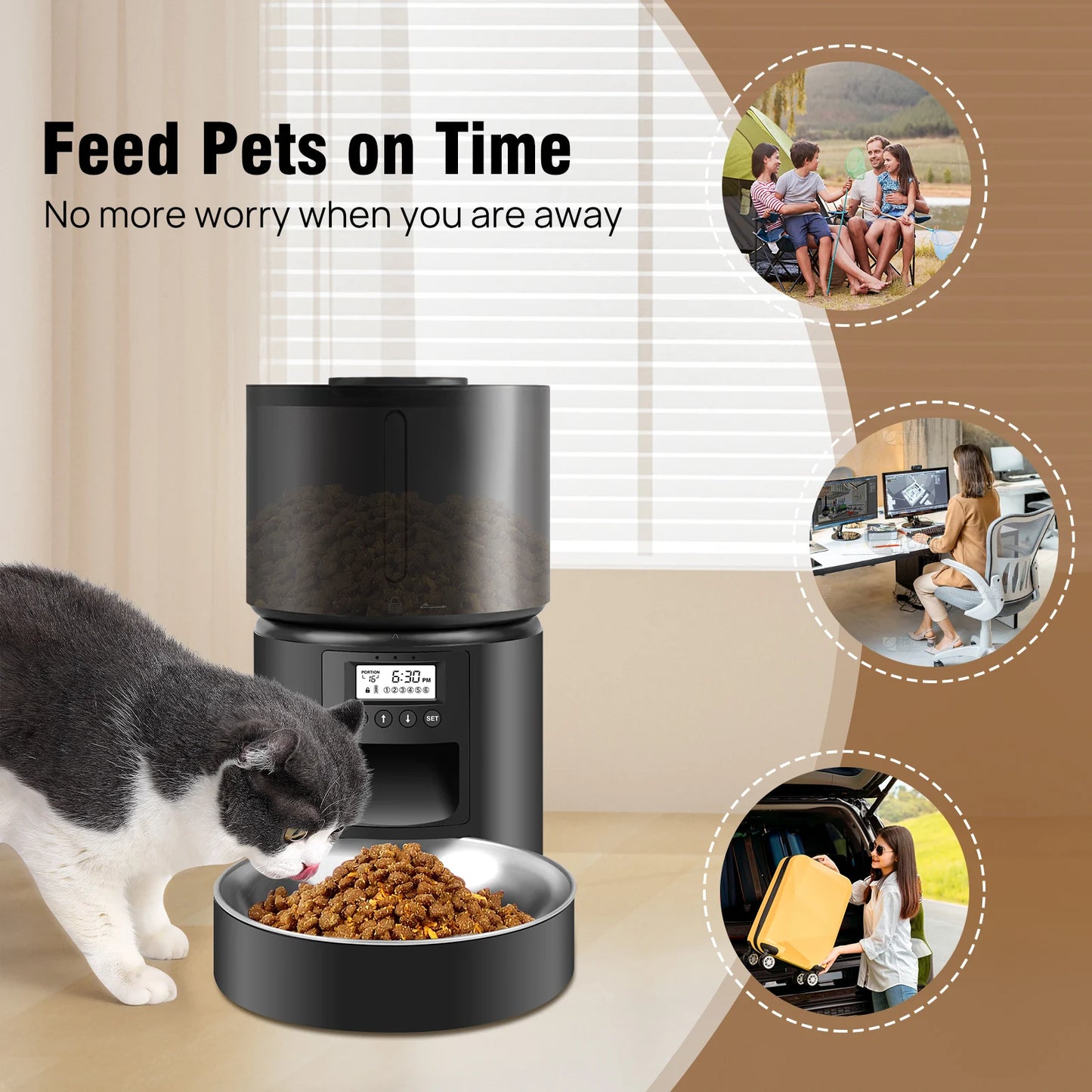 Automatic Cat/Dog Feeder -3l Cat/Dog Feeder with 1-6 Meals, timer, dispenser 3L